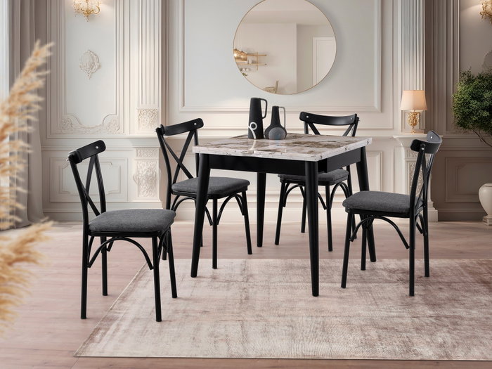 Hanah Home Mesa de Comedor Extensible Mármol Blanco Hanah Home Mesa de Comedor Extensible Mármol Blanco